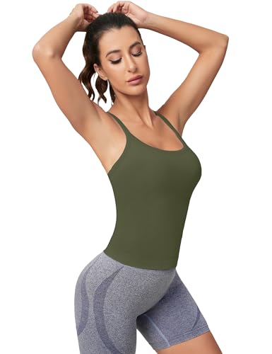 Image of MathCat Workout Tank Tops for Women with Built in Bra, Sleeveless Gym Tops Seamless Racerback Athletic Yoga Shirts