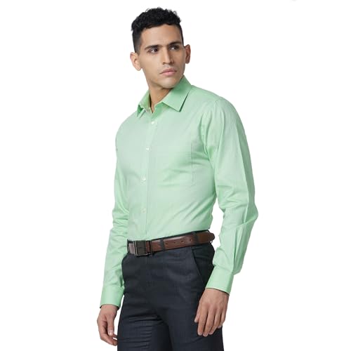 Image of Raymond Men Pure Cotton Slim Fit Structure Pattern Semi Cut Away Collar Formal Shirt