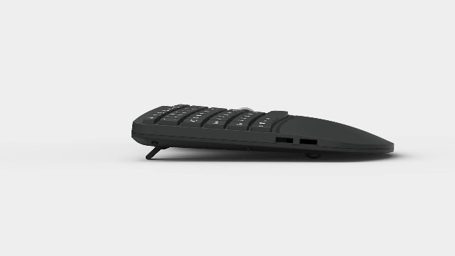 Perixx Periduo-406, mini tastiera ergonomica con cavo e mouse verticale, con poggiapolsi regolabile e tasti a basso profilo a membrana, layout UK