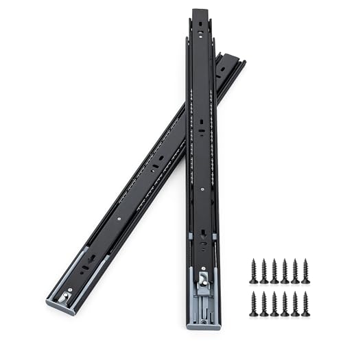 Soft Close Drawer Slides 20 Inch Full Extension Ball Bearing Heavy Duty Drawer Slides Side Mount for Cabinet (1 Pair Black)