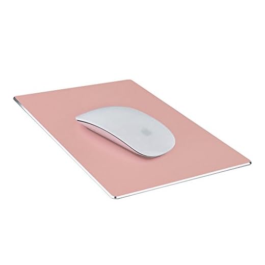Mouse Pad,Qcute Gaming Aluminum Mouse Pad 9.45 X 7.87 Inch W Non-Slip Rubber Base & Micro Sand Blasting Aluminum Surface for Fast and Accurate Control (Large, Rose Gold)