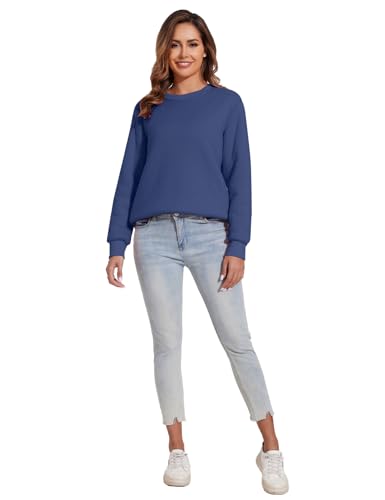 Flygo Women's Sherpa Lined Fleece Crewneck Pullover Sweatshirts Casual Winter Warm Sweatshirt4