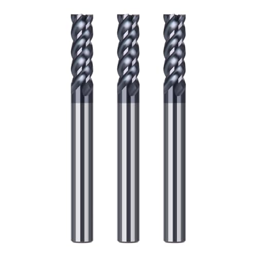 Image of HUHAO Square End Mill(3Pcs),4 Flute Variable Straight Milling Cutter 1 /4 inch Shank End Mill for Carbon Steel,Prehardened Steel,Stainless Steels,Carbide End Mills Sets for DIYers & Professionals