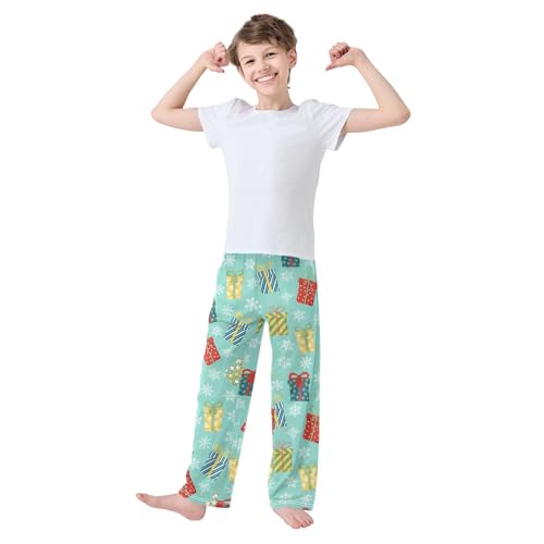 Boys' Pants Boxes Snowflakes Long Bottoms Jogger Pants Elastic Waist Trousers with Pockets S-XL2