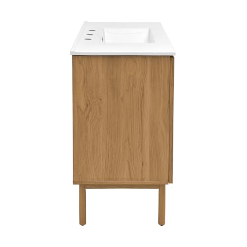 Image of Classe 36 inch Freestanding Bathroom Vanity in Golden Oak with 3-Hole Widespread Sink TopFreestanding Installation: Transform Your Bathroom with This freestanding Vanity