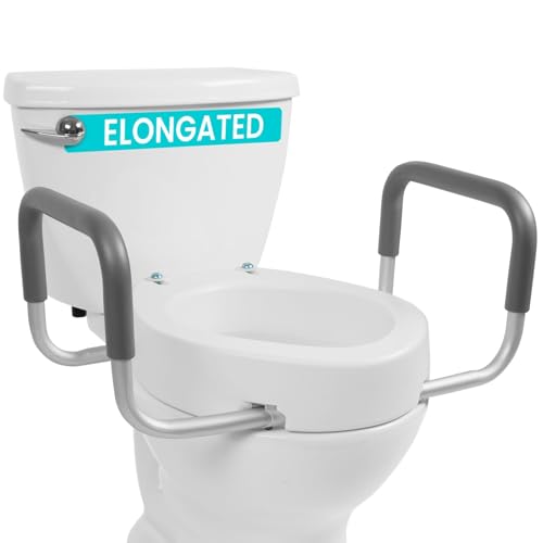 Vive Raised Toilet Seat Riser for Seniors (with Handles) -