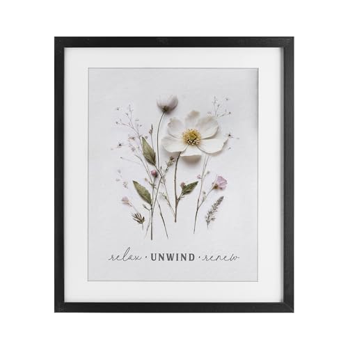 Affiche encadrée relaxante fleurs pressées Stupell Industries gris 40x33 cm