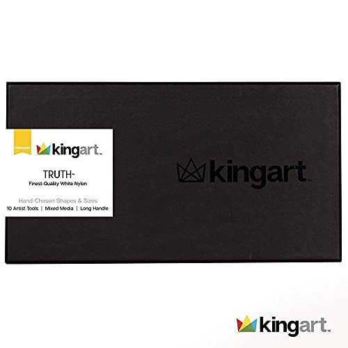 Kingart 1020C Truth- Nylon Long Handle Paint Brush Set (Set Of 7), Black/White/Blue #TOP5