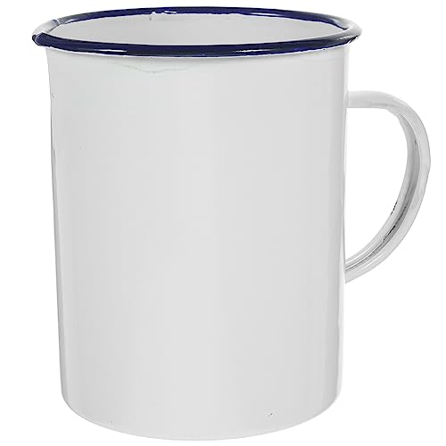 Yardwe Mugs Metal Beer Cup Metal Drinking Cup Camping Coffee Mug Juice Tea Cup Hiking Coffee Mug Camp Drinking Cups Camping Coffee Cup Tin Cup Enamel Hot Water Cup With Scale White Travel
