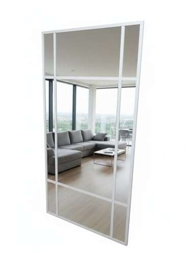 THEROSE Espejo Industrial Estilo Danes, Espejo Aluminio, Ventana, 160 x 80 cm, Pared, probador (Blanco)
