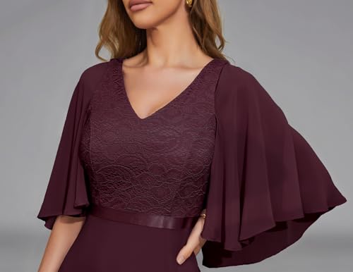 DRESSTELLS Formal Wedding Guest Dresses, 2025 Fall Bridesmaid Party Cocktail Evening Long Prom Lace Dress4