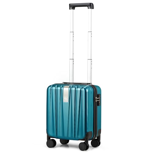 Image of Hanke 14 Inch Underseat Carry On Luggage with Wheels Hard Shell Suitcases Carry On Bag Lightweight Small Mini Suitcase Tsa Luggage for Travel. Caribbean Blue.