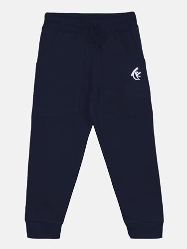 Image of KiddoPanti Boys Solid Fleece Track Pants | Cotton Poly Fleece Fabric | Ankle Length Bottom Rib | 2 Front Patch Pocket | Elastic Waist & Drawcord | Jogger Track Pants for Boys