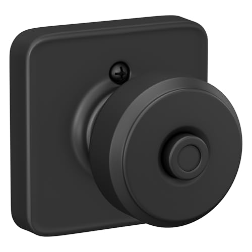 Image of Schlage F40 BWE 622 LFL Bowery Door Knob with Laflin Trim, Bed & Bath Privacy Lock, Matte Black