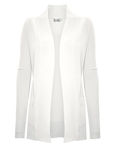 Image of Cielo Women's Solid Basic Open Front Pockets Knit Sweater Cardigan
