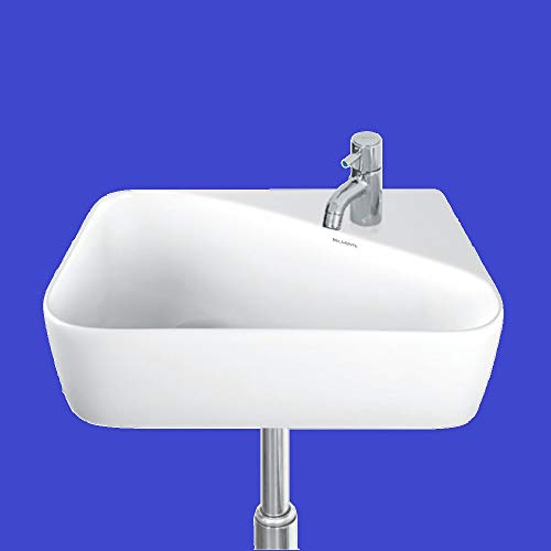 Image of Wash Basin Wall Hung Mounted Glossy Finish White Sink for Bathroom (18 x 11 x 5 Inch)