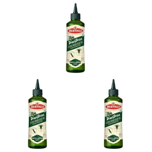 Image of Bertolli Dress & Drizz Extra Virgin Olive Oil 460ml | Easy Squeeze & Dosage Control | Cold Extracted for Rich & Bold Taste | World's No. 1 Olive Oil Brand (Pack of 3)