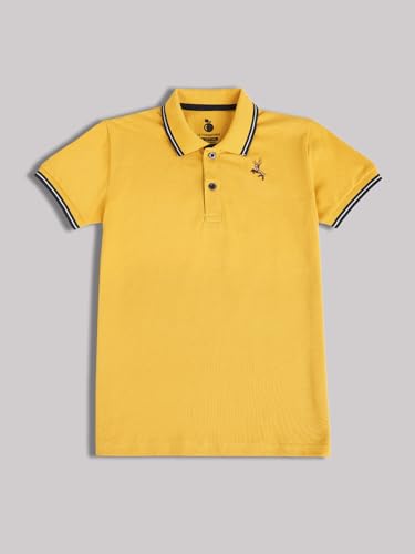 Image of Li'l Tomatoes Boys Pique Polo T-Shirt | Solid Collar Half Sleeve Casual Summer Wear | Soft & Breathable Cotton Blend | 3-15 Years