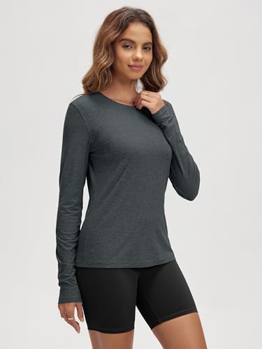 Image of ODODOS Women's Long Sleeve T-Shirt - Ultra Soft odSTRATUM Tech Performance Top UPF 50+ Breathable Crew Neck Pullover