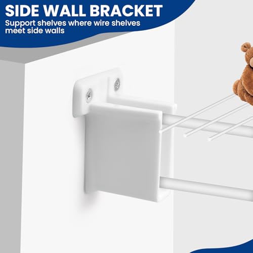 ZIUZI 4 Pcs Wire Shelf End Bracket, White Plastic Wall Mount Closet Shelves Brackets for Shelves Closet, Comes with Fasteners