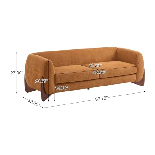 Image of Velvet Contemperory Sofa with Cushion Chaise Lounge Sectional Sofa Perfect for Living Room & Bedroom Guests Home & Office (Camel Boucle Fabric, 5 Seater)