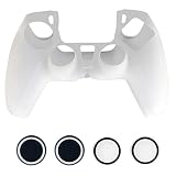 BPSJKET Controller-Schutzhülle, praktisch, für Gamepad, Zubehör, Styling mit 4 Daumengriffkappen, staubdicht, Silikon, weich, 5 (weiß)