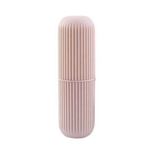 Porta Escovas Dente Pasta Dental Texturizado Guardar Para Viagem Escola Trabalho Ferias Estojo Organizador De Banheiro (Rosa)