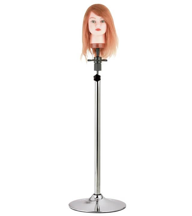 Étau Stabi Foot Sibel réglable et trépied robuste pour maintenir les têtes d'étude de coiffure
