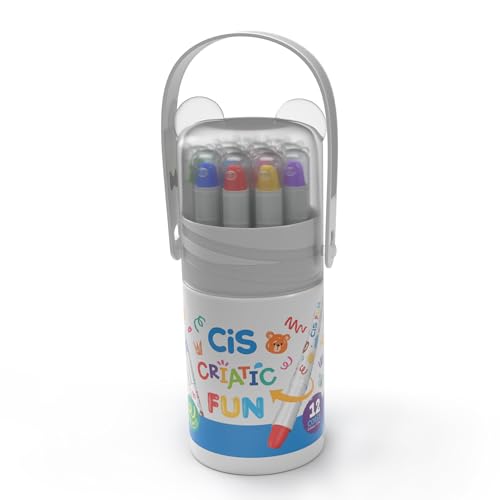 Giz de Cera Retrátil CIS Criatic Fun, Pote com 12 cores