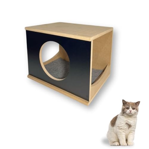 Nicho Para Gato 1pç Montado Resistente Casinha para Gato Parede Tampo Fechado (Preto)