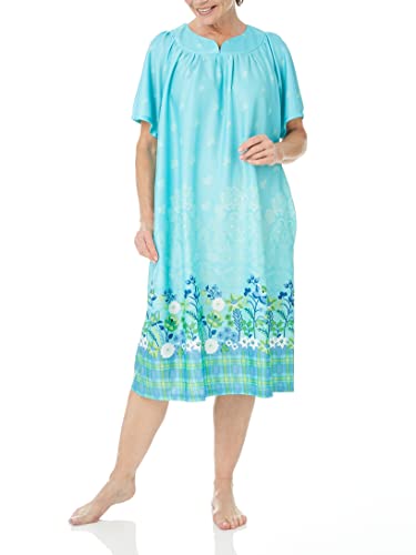 Image of AmeriMark Casual Women's Patio Muumuu House Dress Loose Comfortable Short Sleeve Sun Dress Lounger Gown Sleepwear for Ladies