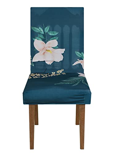 Image of Kuber Industries Floral Print Elastic Stretchable Polyester Chair Cover for Home, Office, Hotels, Wedding Banquet- Pack of 4 (Green) 54KM4329