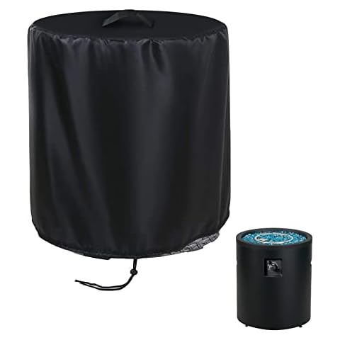 POMER Fire Column Cover, 24inch Round Fire Pit Cover for Outdoor Column Fire Bowl Waterproof Propane Gas Fire Pit Cover - 24" D x 27" H Cover