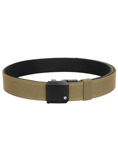 FAIRWIN Tactical Gun Belt Ratchet CCW EDC Stiff Heavy Duty Work 1.5 Battle Concealed Carry Rigid Patented Nylon Men Belts (Coyote Brown M(37-43 Waist))