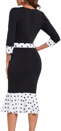 HugeNice Women's Business Work Midi Dress Elegant Bodycon Fishtail Dress Formal Church Wedding Guest Dresses3