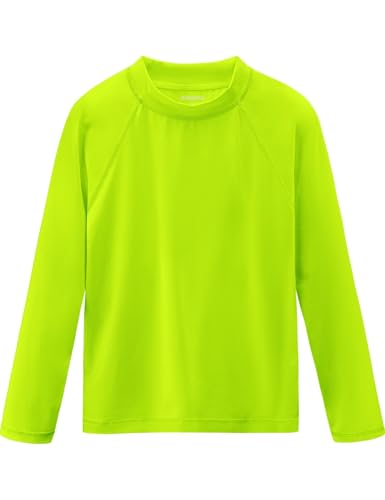 Boys Swim Shirts Rash Guard Long Sleeve Sun Protection UPF50+ Rashguard Fishing Surf Quick Dry Cool Beach Sun Shirt for Toddler Kids Light Green 5T