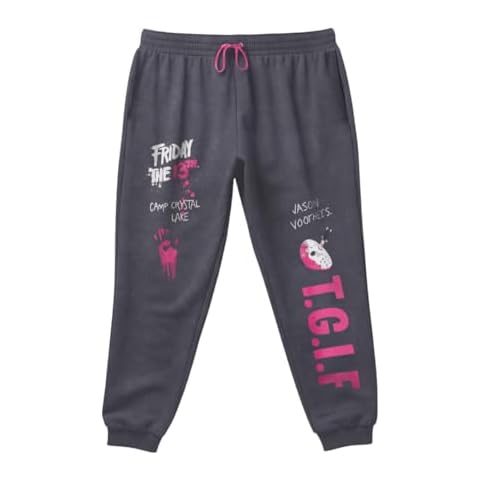 Warner Bros Friday The 13th Womens Joggers TGIF Graphic Print Jogger Sweatpants for Women (Gray X-Small) Cover
