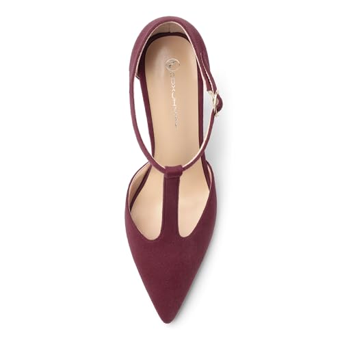 Women's High Heel Pumps, Simple Classic T-Strap Pointed Toe Dress Shoes,Party Dress Sandals3.93