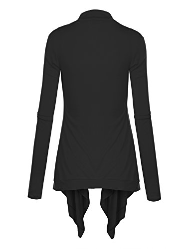 Image of Lock and Love Women's Draped Front Open Asymmetrical Cardigan - Casual Long Sleeve Lightweight Duster