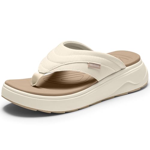Vilanva Womens platform flip-flops Beige Size 8