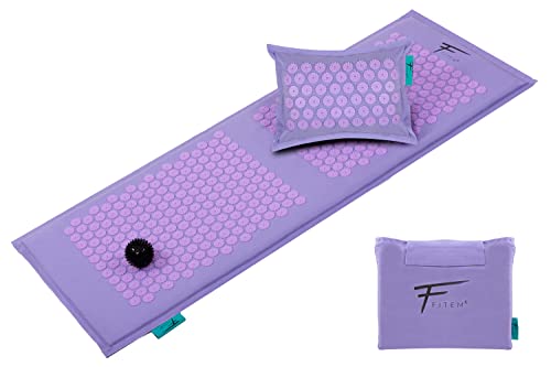 Fitem XL akupressurmatta och kudde, 100% naturlig kokosfyllning, massage, lindrar rygg- och nacksmärta, ischias, muskelavslappning, massage,...