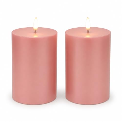 Image of ANGELLOONG Pink Electric Candles 3x4 Set of 2, Battery Operated LED Pillar Candles for Home Decoration, Flameless Decorative Candles for Living Room Decor and Table Decor