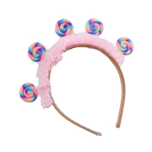Toddler Pleated Lace Lollipop Shape Headband Amusement Children Day Party Festival Hair Hoop For Couple Headpiece