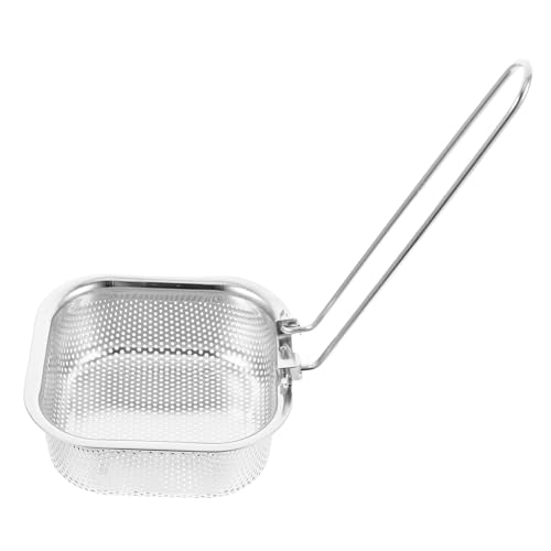 OUNONA Stainless Steel Frying Strainer with Hook Versatile Cooking Skimmer for Noodles Hot Pot and Frying Kitchen Tool for Home Cooks and Food Enthusiasts