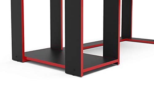 Mesa Gamer Singapura Preto e Vermelho Politorno