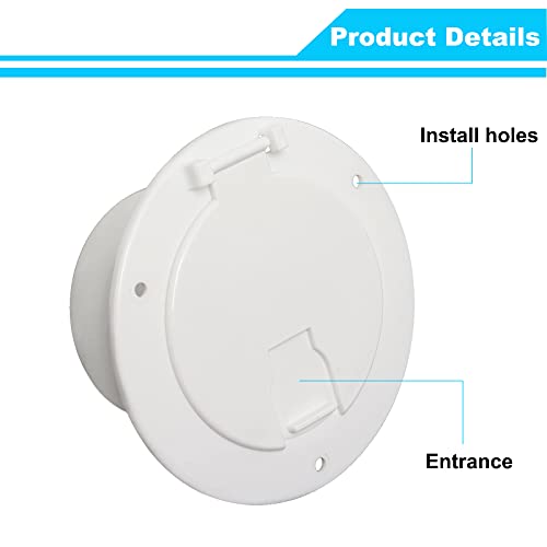 Rv Cable Hatch, 5" Round Electrical Cable Hatch For 30 And 50 Amp Cords, White Rv Camper Trailer Power Cord Hatch Electrical Access Door #TOP4