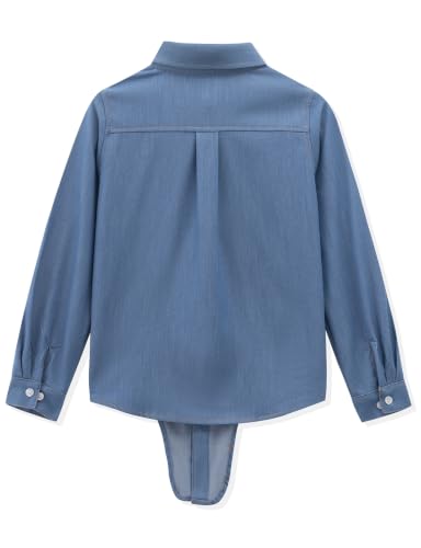 Image of Noomelfish Girls Long Sleeve Button Down Shirt Tie Front Western Tops Cowgirl Outfit (5-14 Years)