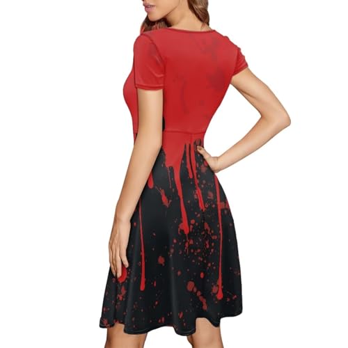 Image of AFPANQZ Womens Casual Summer Lightweight Vintage Dress Short Sleeve Midi Dress Knee-Long Luxury Formal Dress