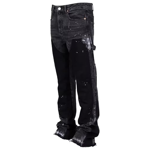 Men's Stacked Flared Jeans Y2K Streetwear Loose Fit Denim Pants Stacked Flared Hip Hop Jean