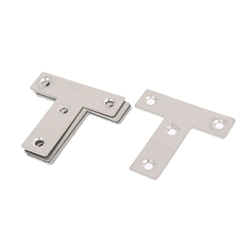 sourcingmap® 50mmx50mm T forma de placa plana de ángulo de esquina Abrazadera fijación del soporte 4pcs